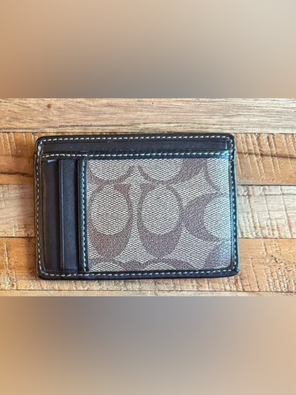 Coach Brown Monogram Signature Card Holder